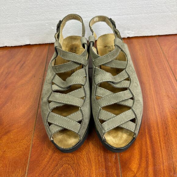 Naot Womens 39  US 8 Sienna Strappy Sandals Gray Green Suede - Picture 2 of 5
